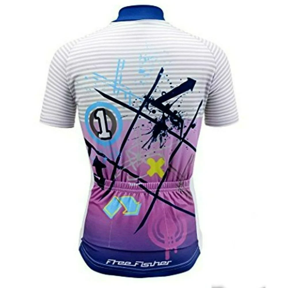 Free Fisher Big Kids Striped Powder CAN'T STOP ME Bike Cycling Jersey Size 3XL - Picture 3 of 9